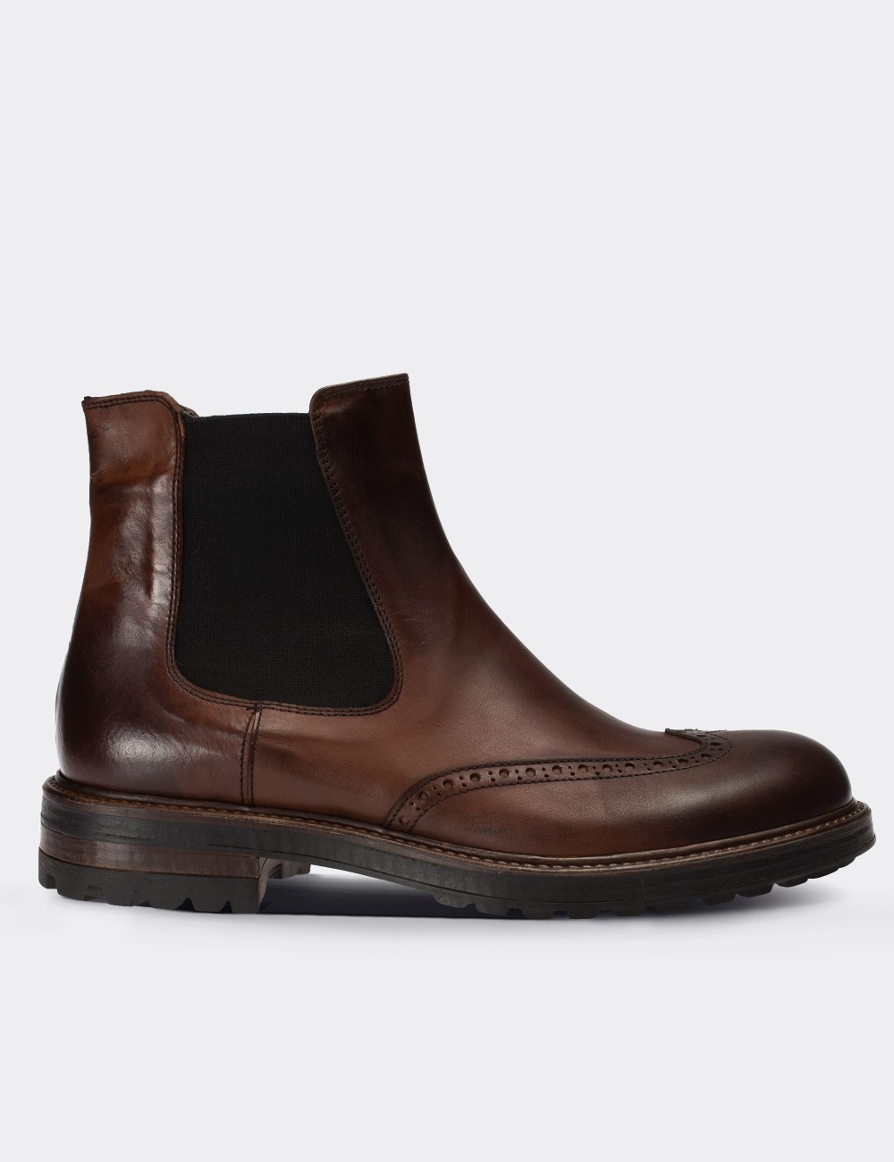 Brown  Leather Chelsea Boots - 01622MKHVC14