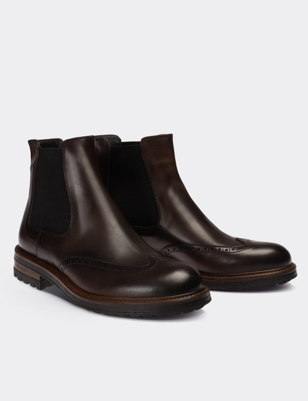 Brown  Leather Chelsea Boots - 01622MKHVC15
