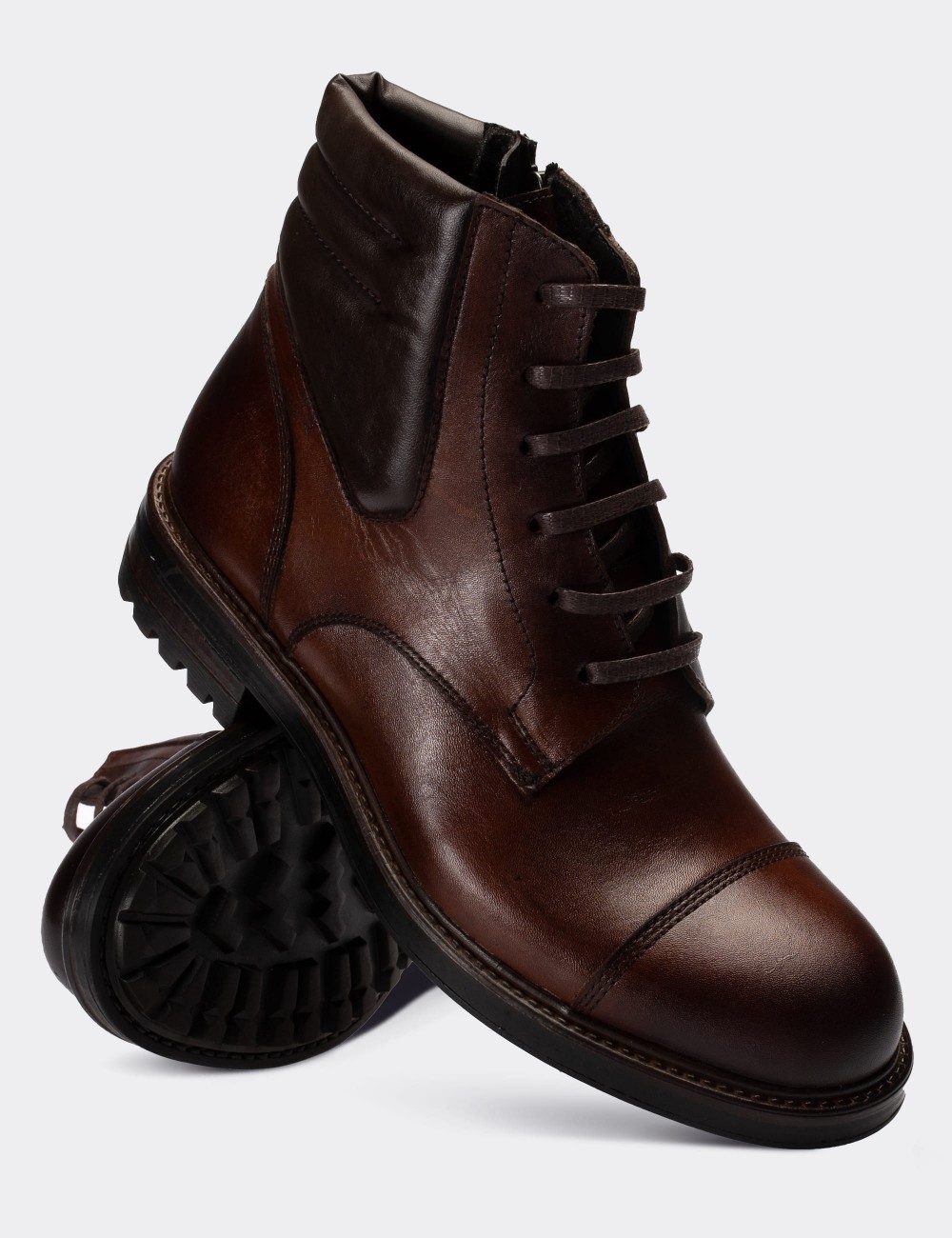 Brown  Leather Boots - 01752MKHVC08