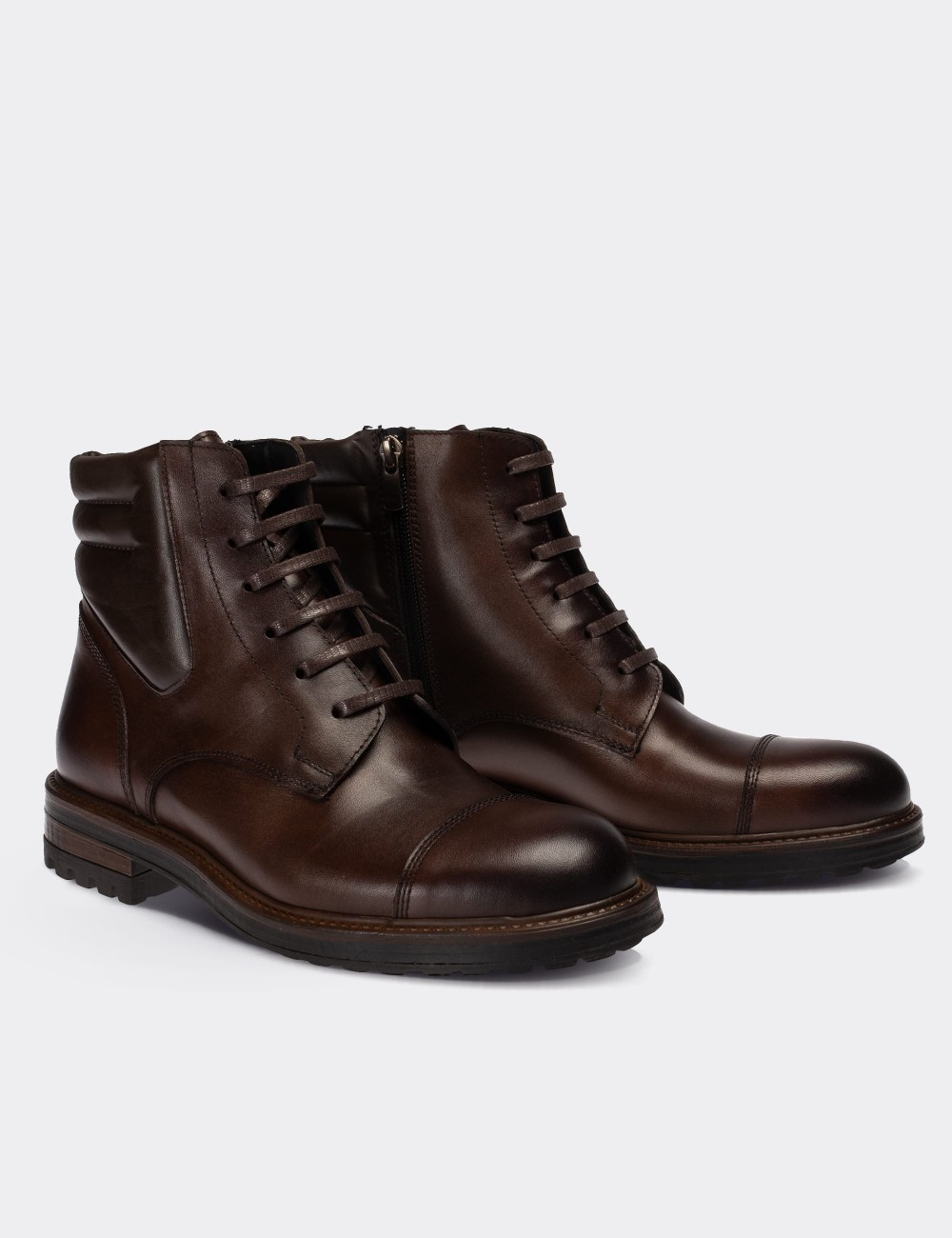 Brown  Leather  Boots - 01752MKHVC09
