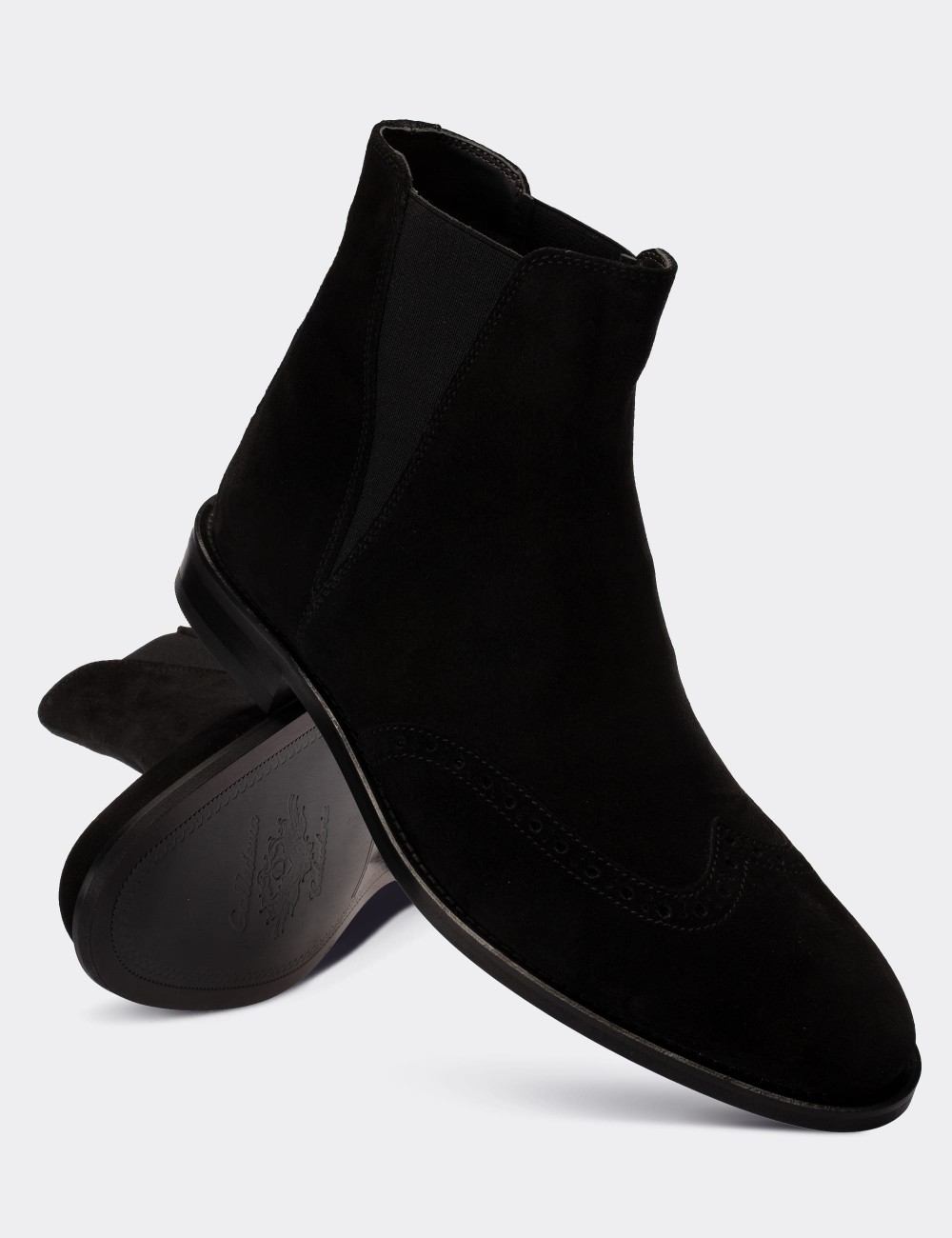 Black Suede Leather Chelsea Boots - 01816MSYHM01
