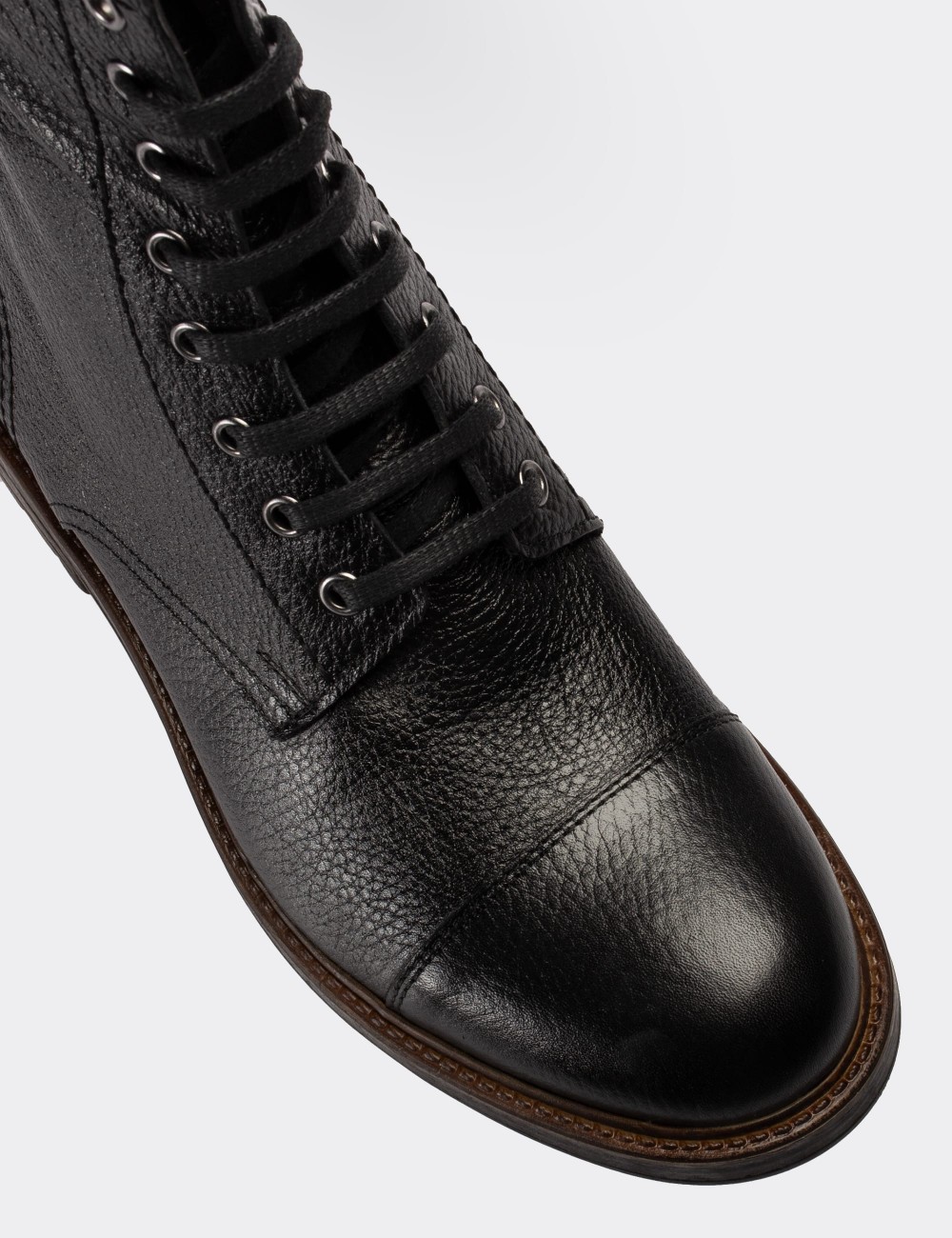 Black  Leather Postal Boots - 01857MSYHC03