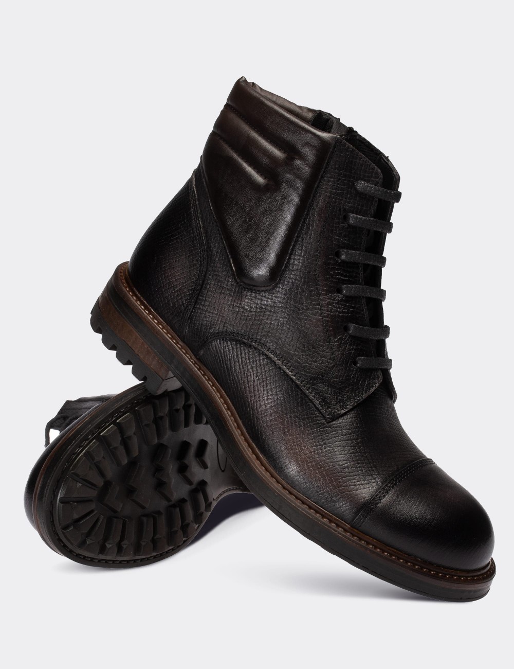 Anthracite  Leather Boots - 01752MANTC01