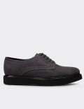 Gray Suede Leather Lace-up Shoes