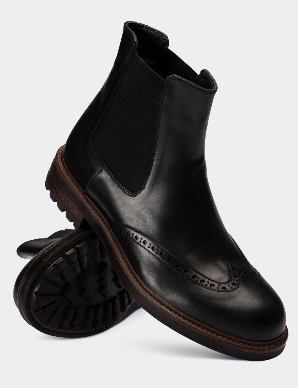 Black  Leather Chelsea Boots - 01622MSYHC09