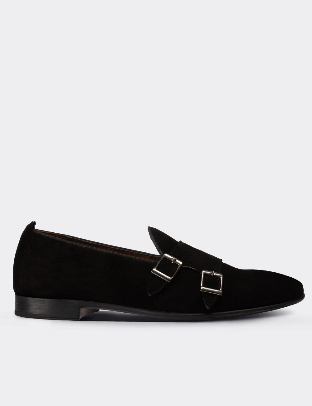 Black Suede Leather Loafers - 01705MSYHC04