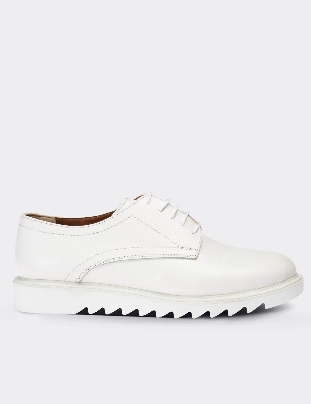 White  Leather Lace-up Shoes - 01430ZBYZP02