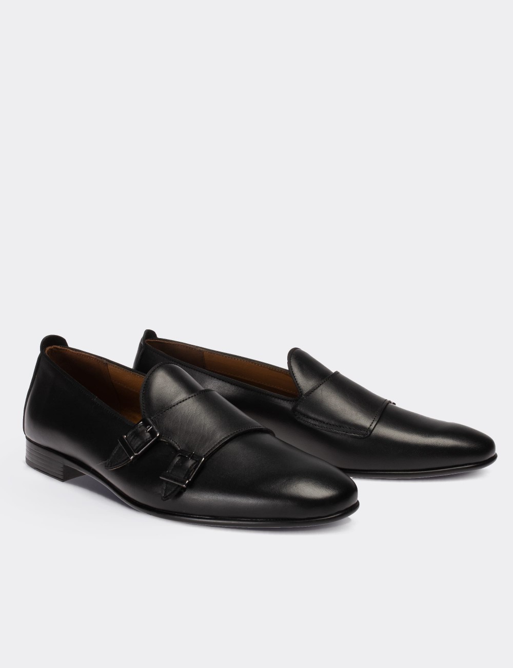 Black  Leather Loafers Shoes - 01705MSYHC03