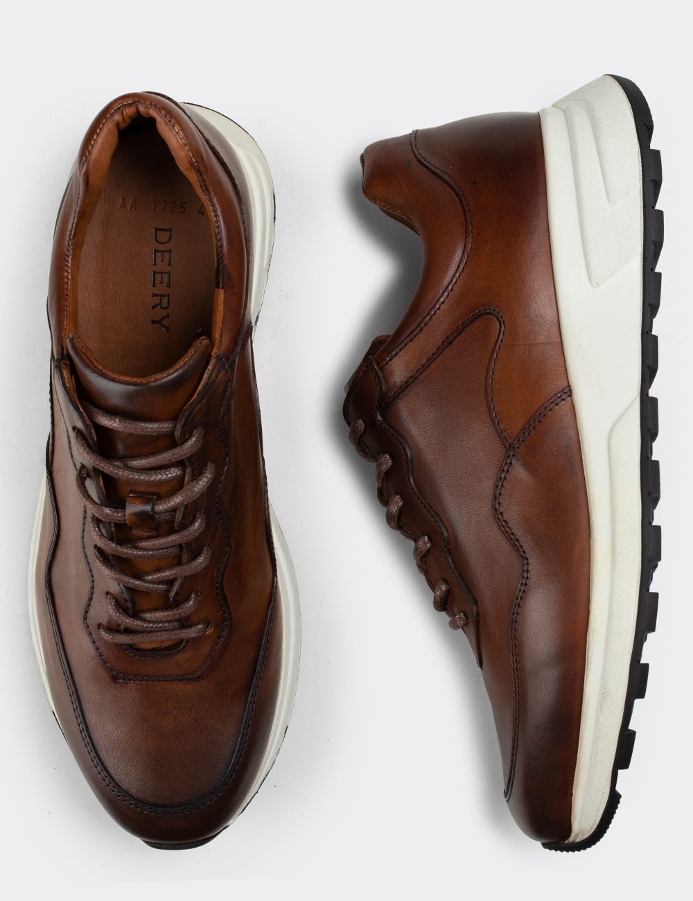 Tan  Leather Sneakers - 01725MTBAP02