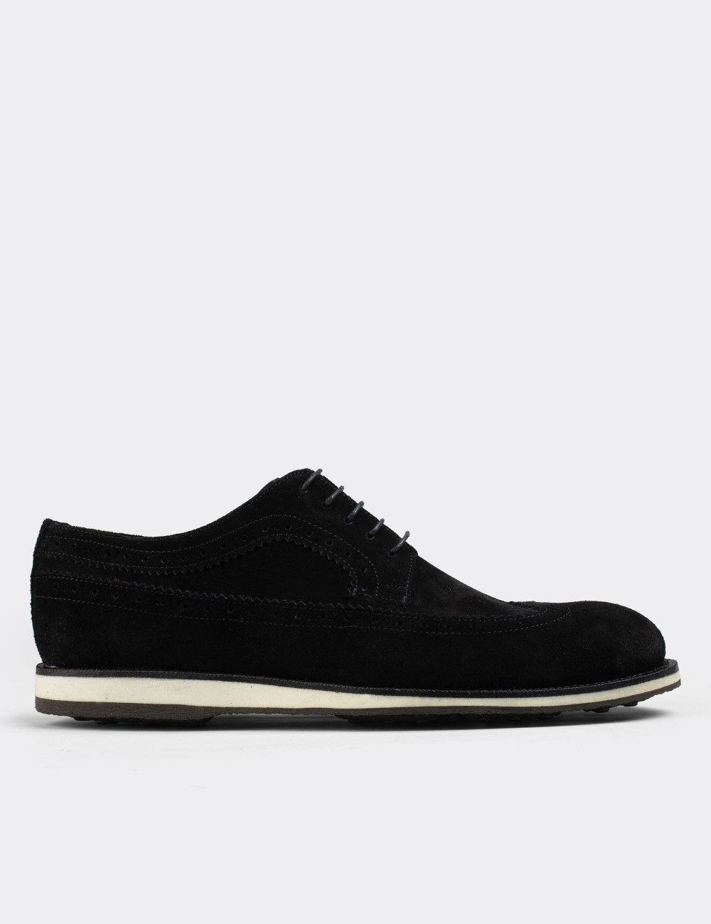Black Suede Leather Lace-up Shoes - 01293MSYHE36