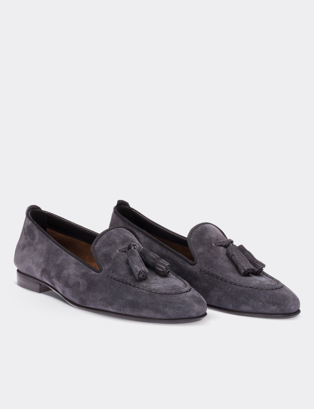 Gray Suede Leather Loafers - 01619ZGRIM01