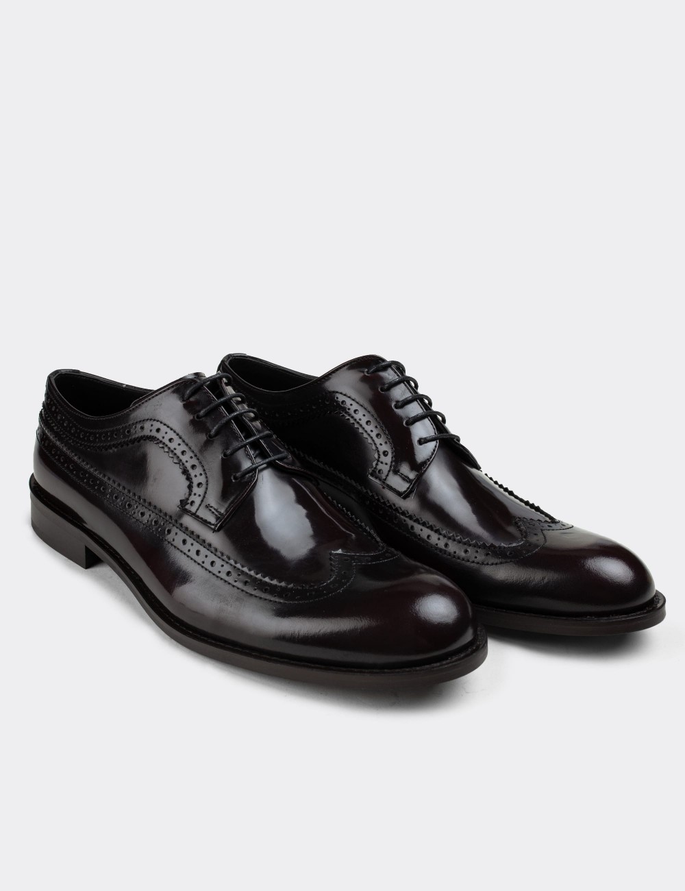 Burgundy  Leather Classic Shoes - 01293MBRDN01