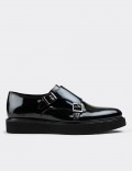 Black Suede Leather Lace-up Shoes 01430ZSYHE05 - Deery