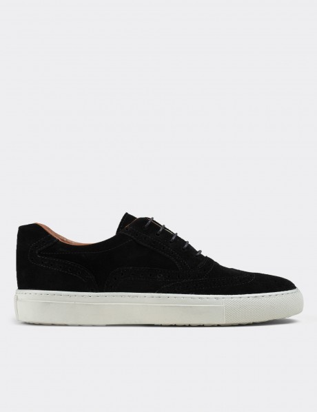 Black Suede Leather Sneakers