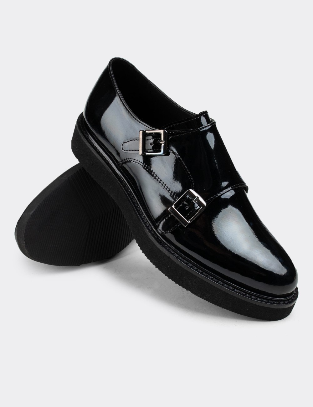 Black Patent Lace-up Shoes - 01614ZSYHE08