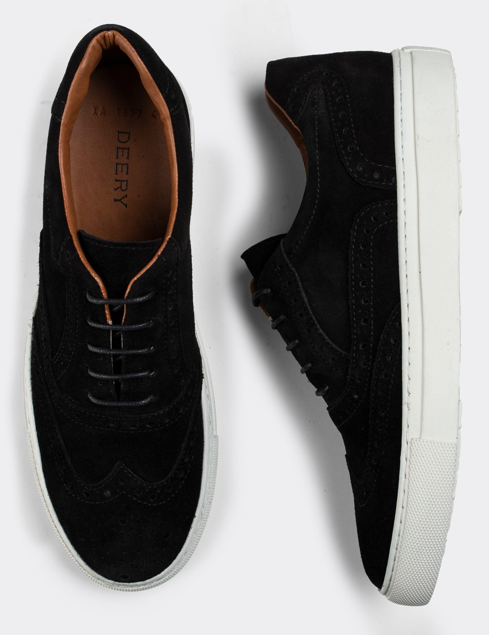 Black Suede Leather Sneakers - 01637MSYHC07