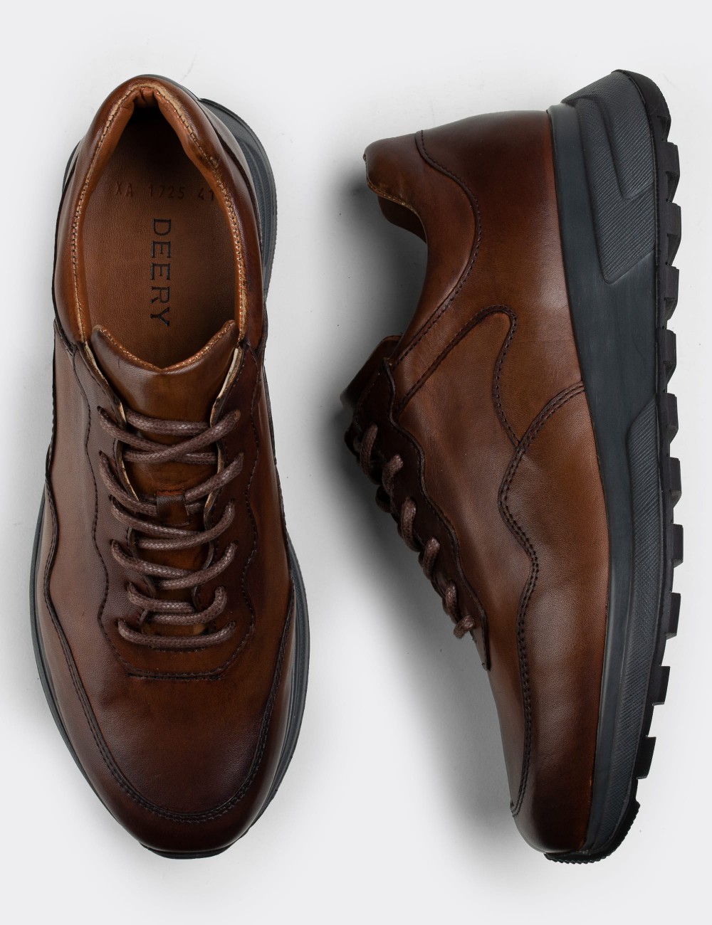 Tan  Leather Sneakers - 01725MTBAP01