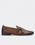 Tan  Leather Loafers Shoes