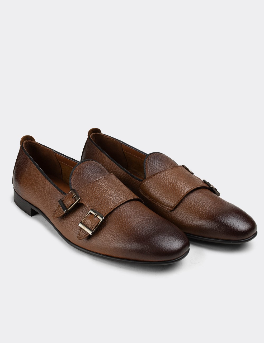 Tan  Leather Loafers Shoes - 01705MTBAC03