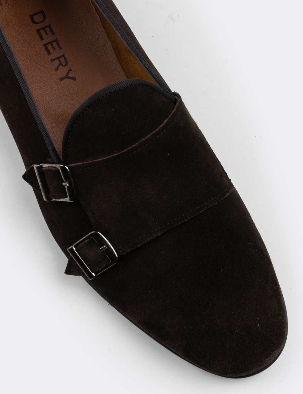 Brown Suede Leather Monk-Strap Loafers - 01705MKHVC04