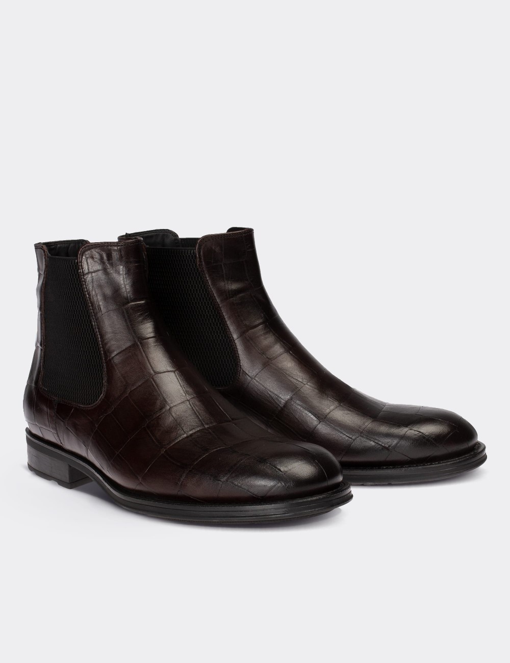 Brown  Leather Chelsea Boots - 01620MKHVC17