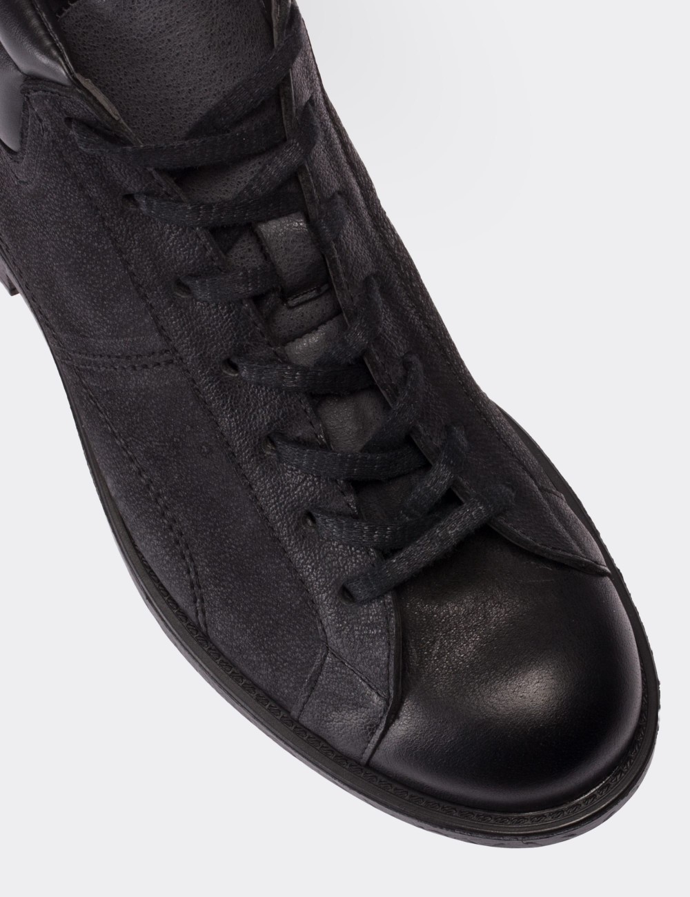 Black  Leather Boots - 01760MSYHC02