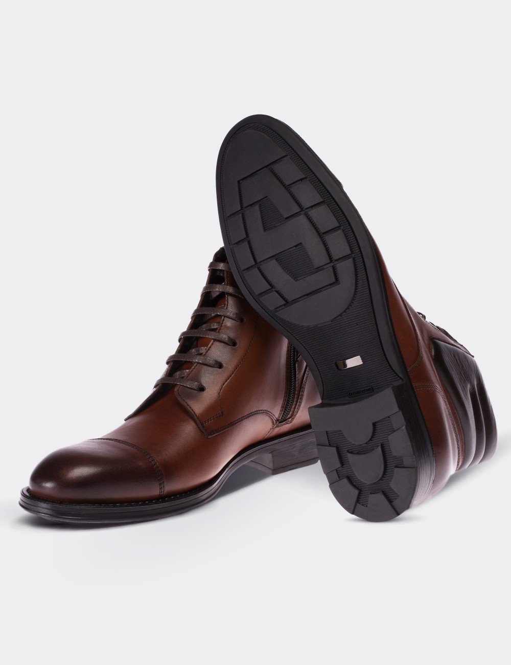 Tan  Leather Boots - 01752MTBAC02