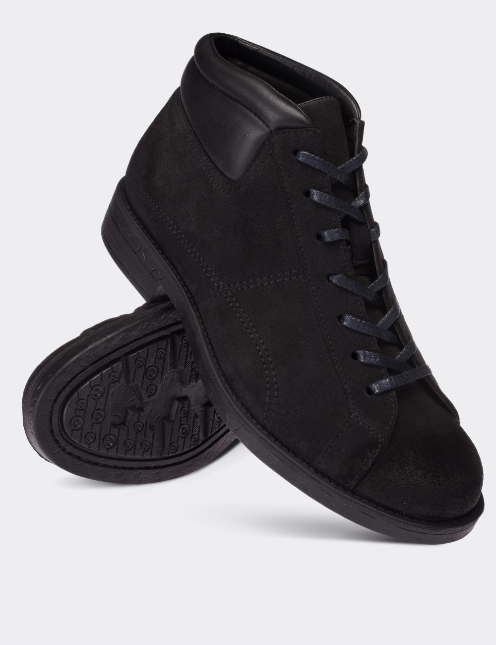 Black Suede Leather  Boots - 01760MSYHC03