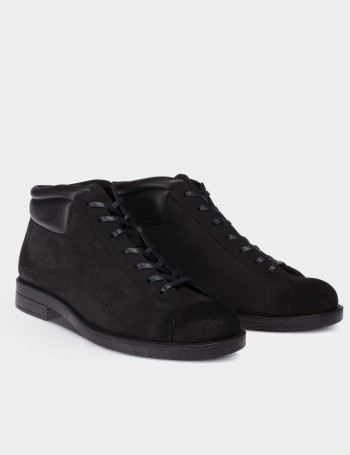 Black Suede Leather  Boots - 01760MSYHC03