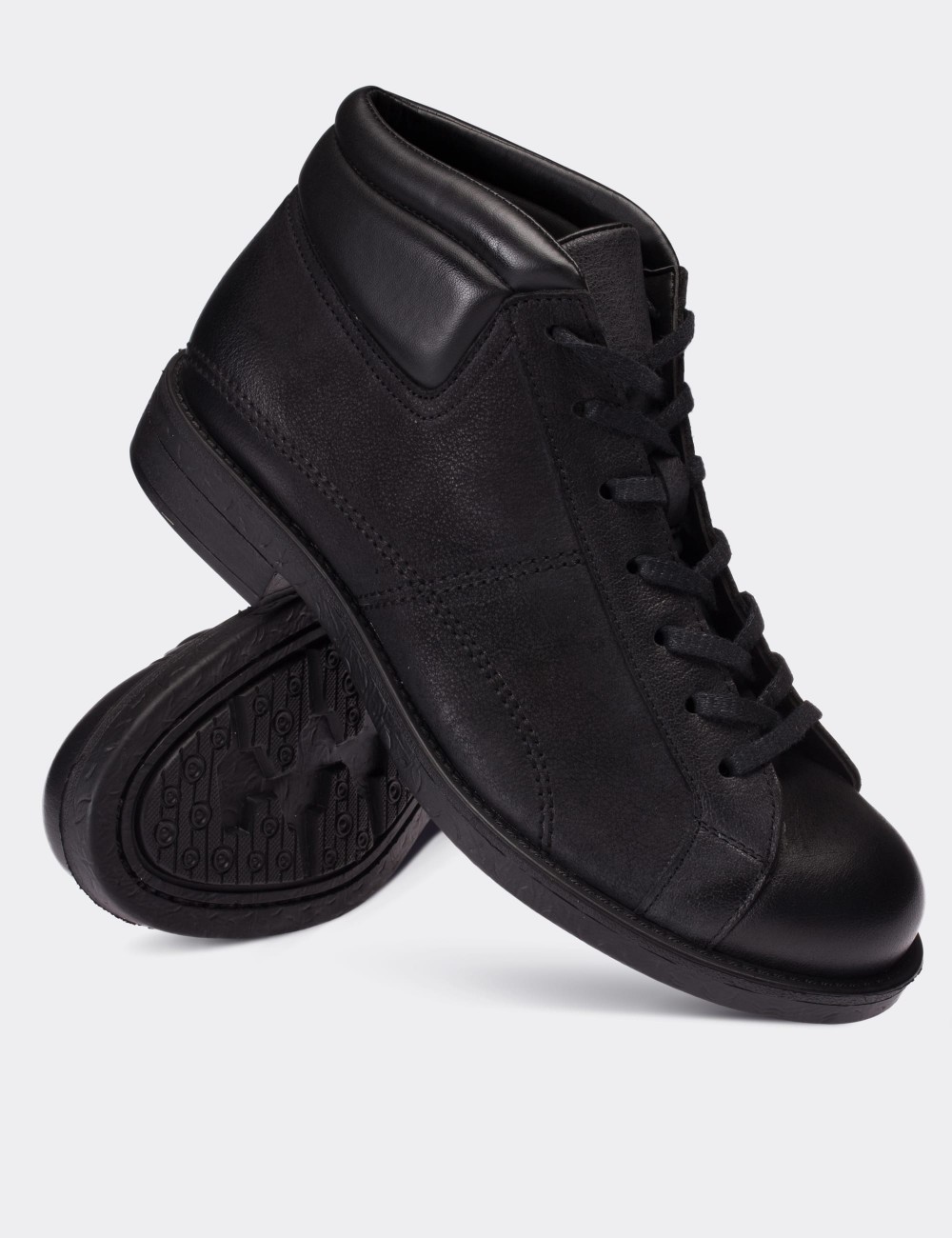 Black  Leather Boots - 01760MSYHC02
