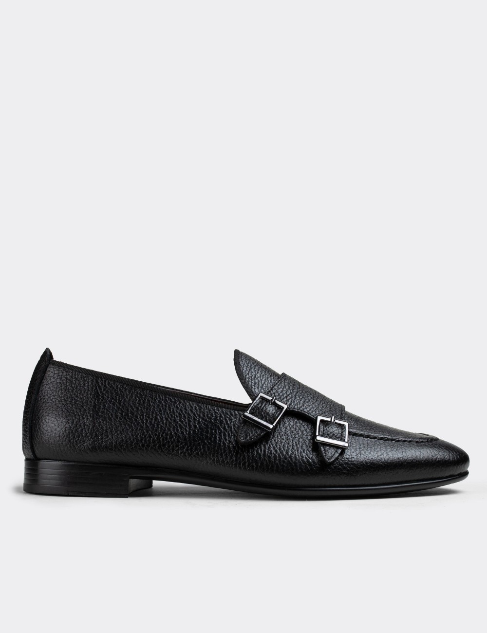 Black  Leather Loafers - 01704MSYHC05