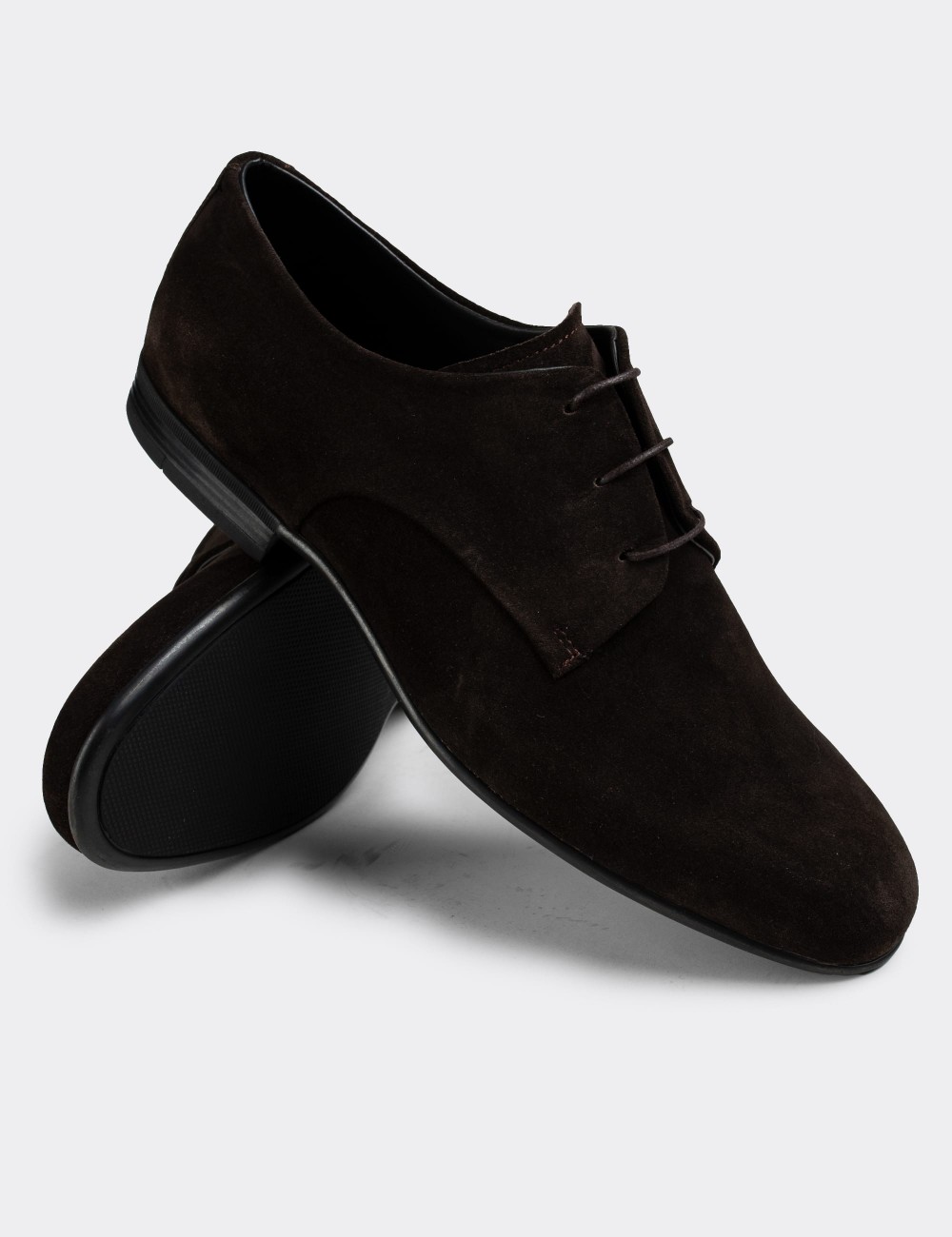 Brown Suede Leather Classic Shoes - 01709MKHVC01