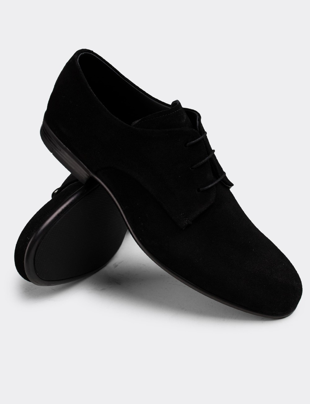 Black Suede Leather Classic Shoes - 01709MSYHC02