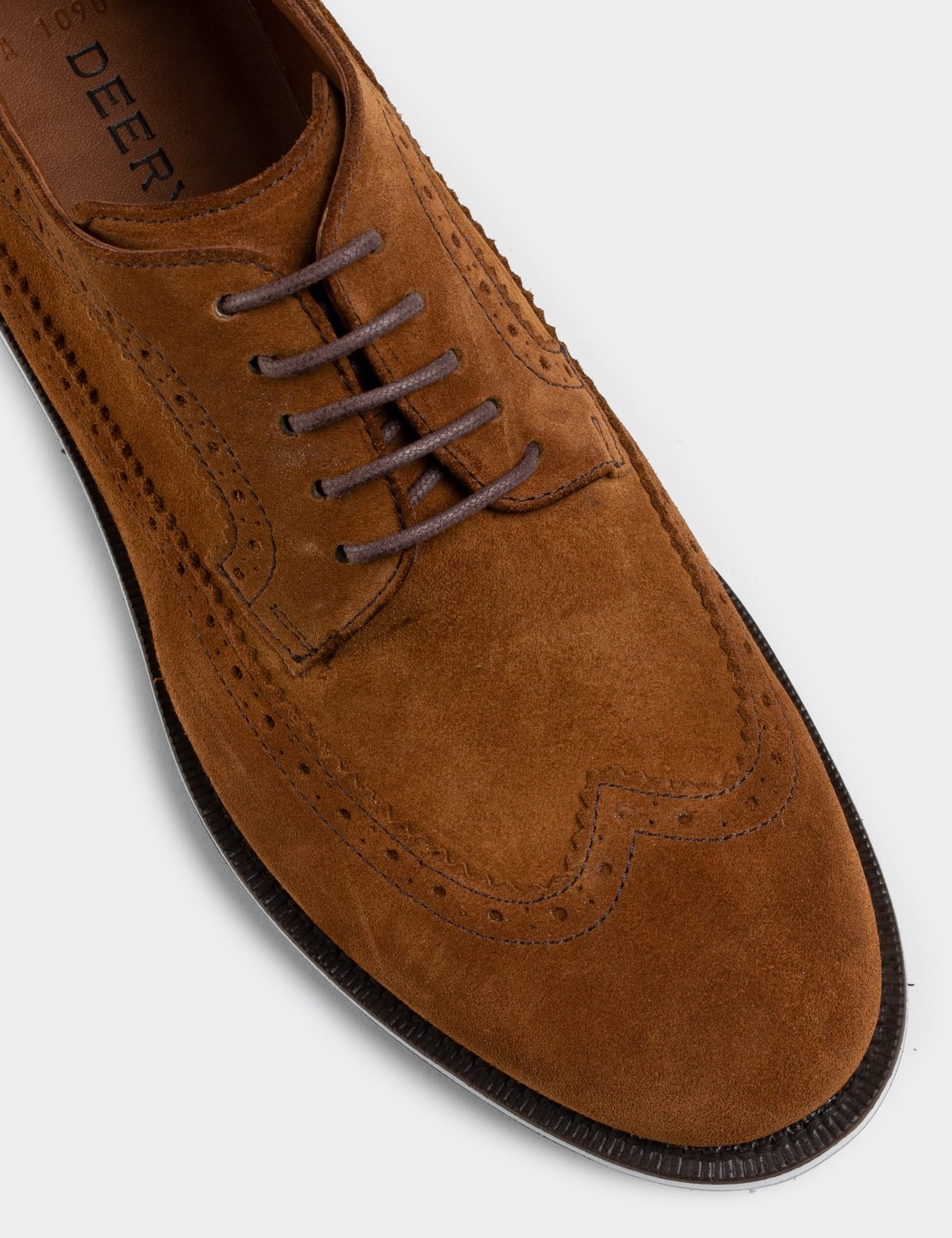 Tan Suede Leather Lace-up Shoes - 01293MTBAE13