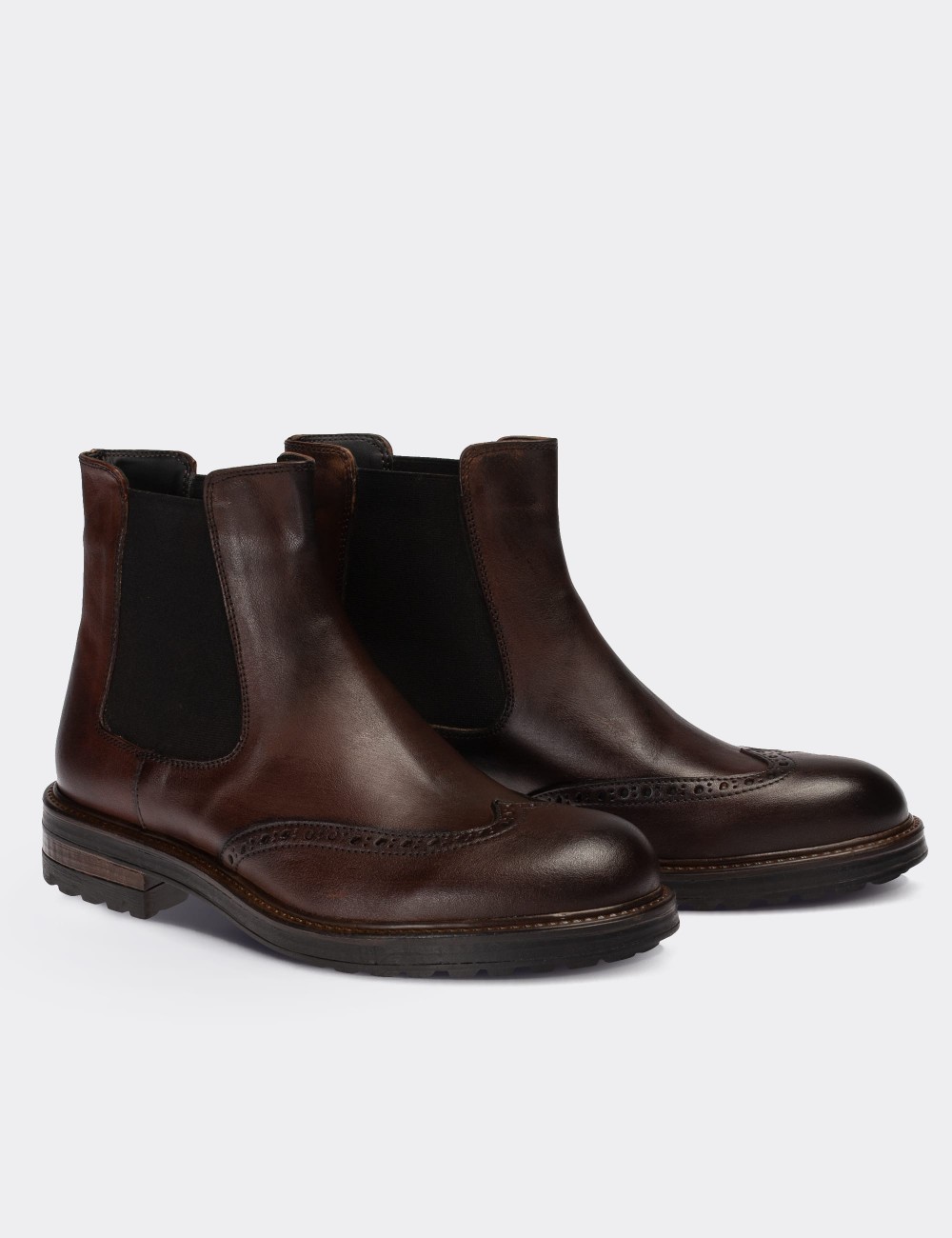 Brown  Leather Chelsea Boots - 01622MKHVC13