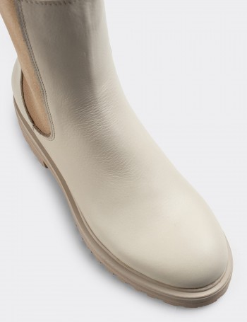 Beige  Leather Chelsea Boots - E2020ZBEJC01