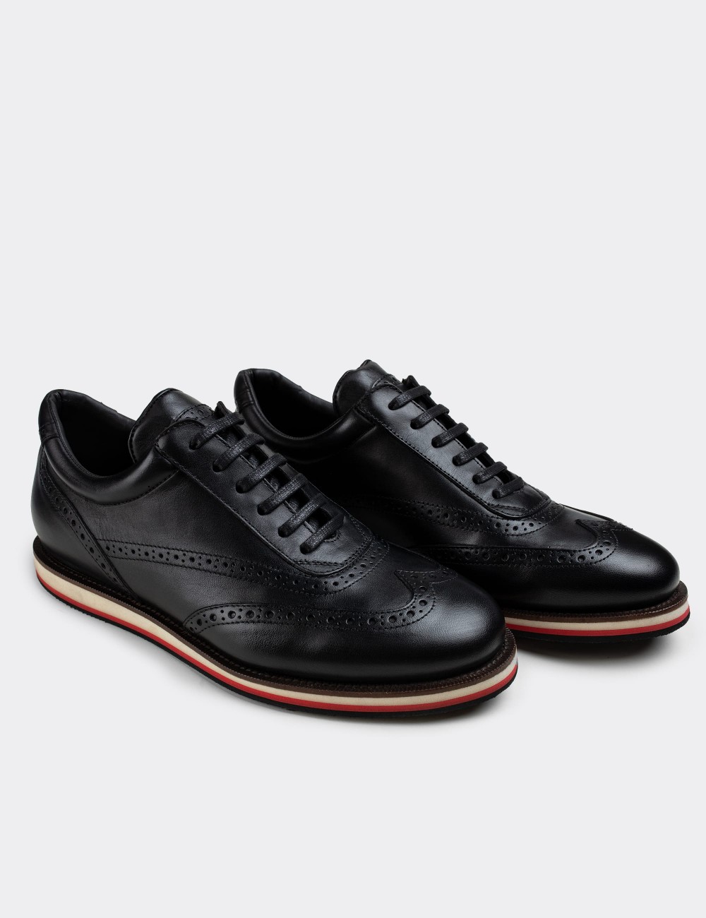 Black  Leather Lace-up Shoes - 00750MSYHE04