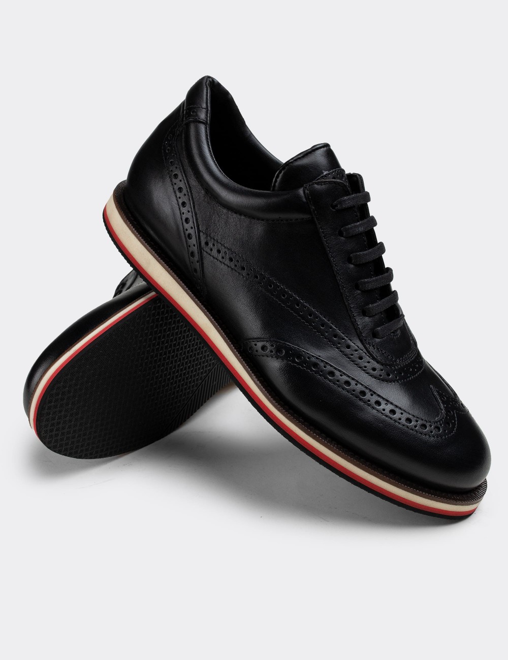 Black  Leather Lace-up Shoes - 00750MSYHE04