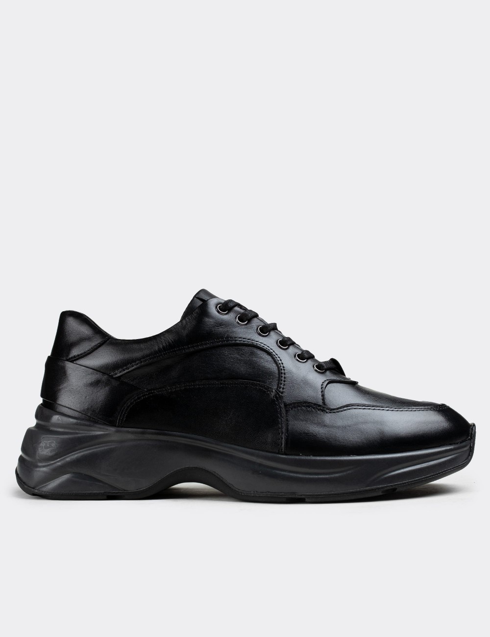 Black  Leather Sneakers - 01817MSYHT01