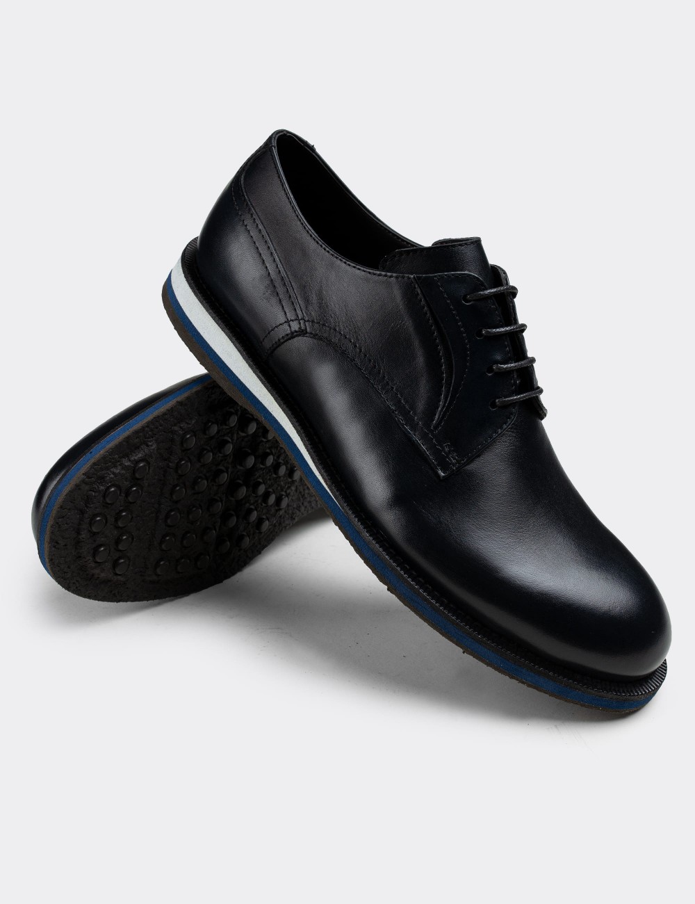 Black  Leather Lace-up Shoes - 01294MSYHE23