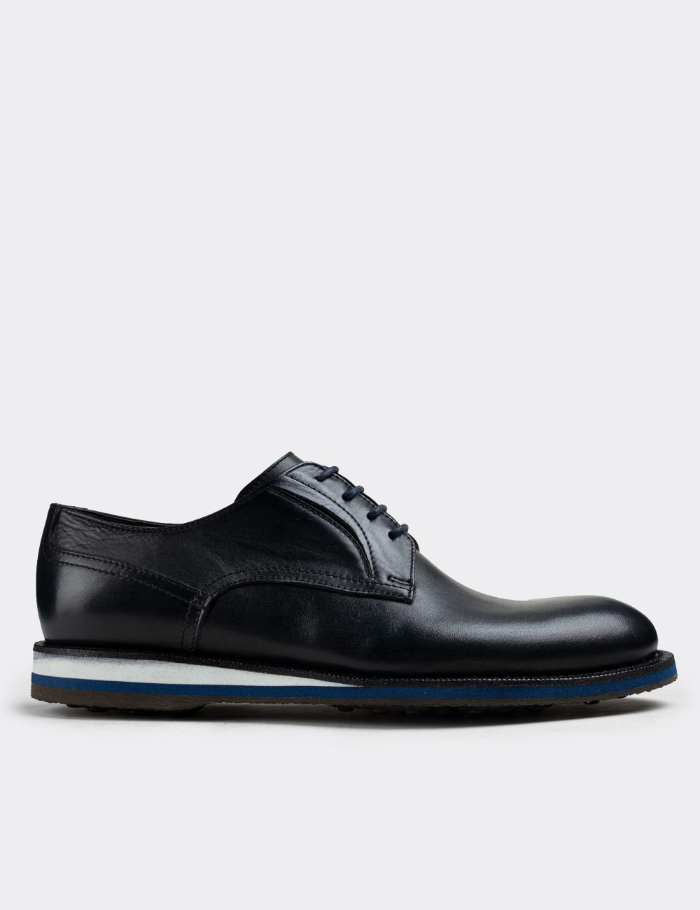 Navy  Leather Lace-up Shoes - 01294MLCVE20