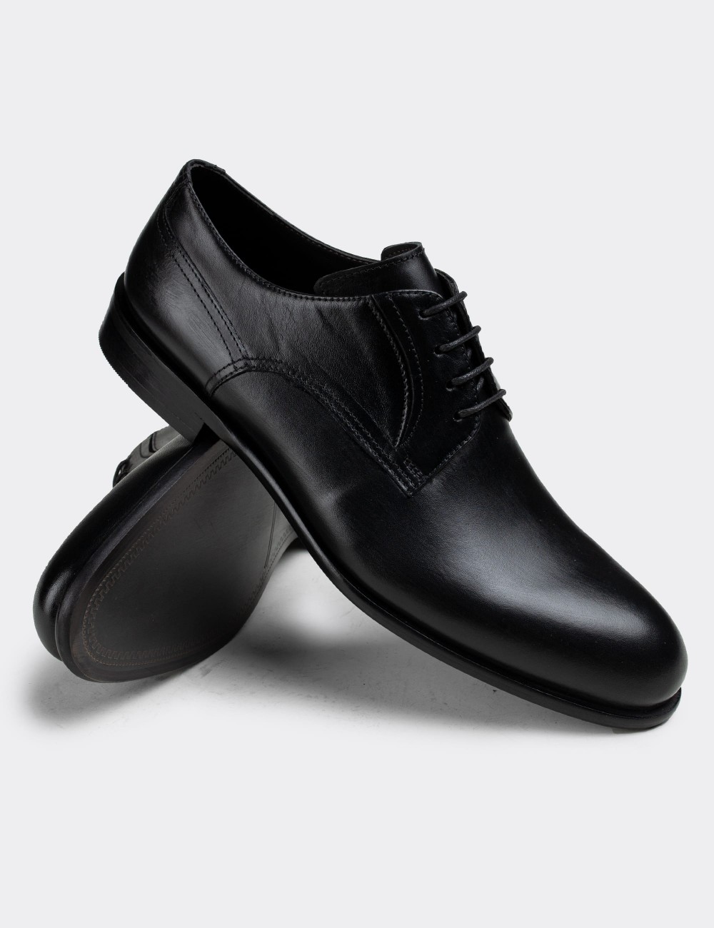 Black  Leather Classic Shoes - 01294MSYHN01