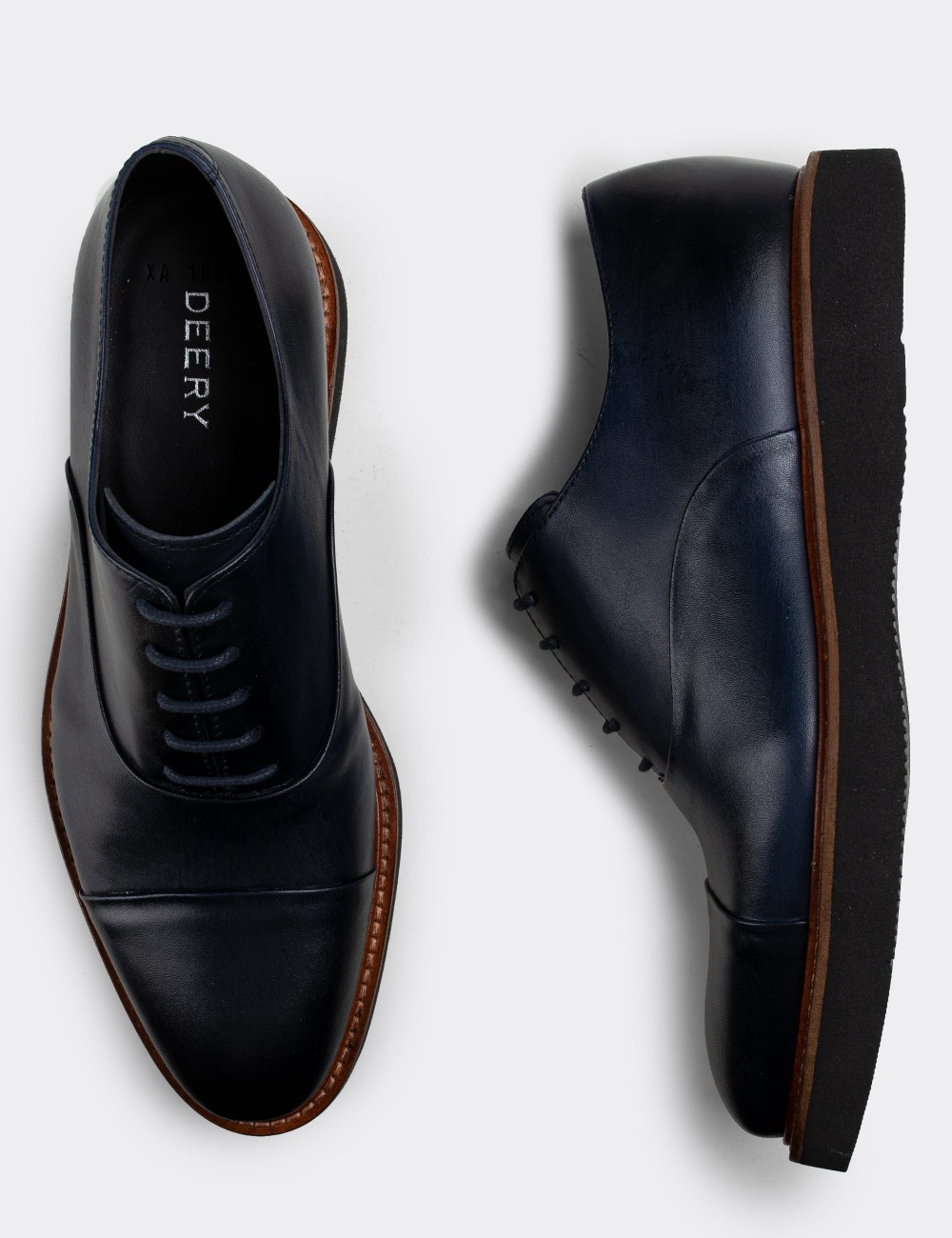 Navy  Leather Lace-up Shoes - 01026MLCVE05