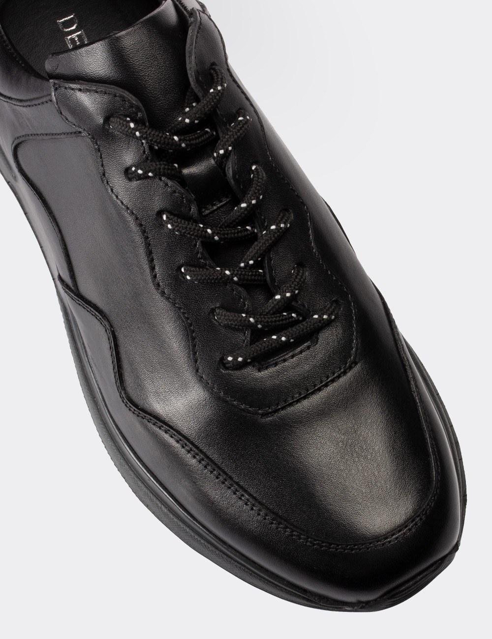 Black  Leather Sneakers - 01725MSYHP01