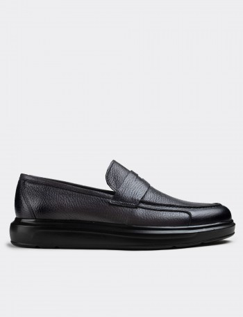 Gray  Leather Loafers - 01564MGRIP04