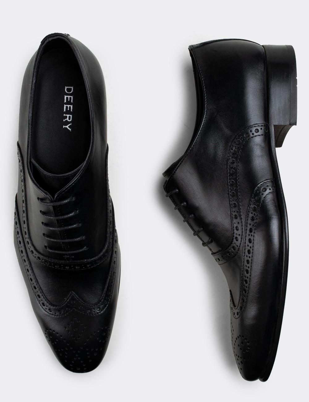 Black  Leather Classic Shoes - 01785MSYHK02