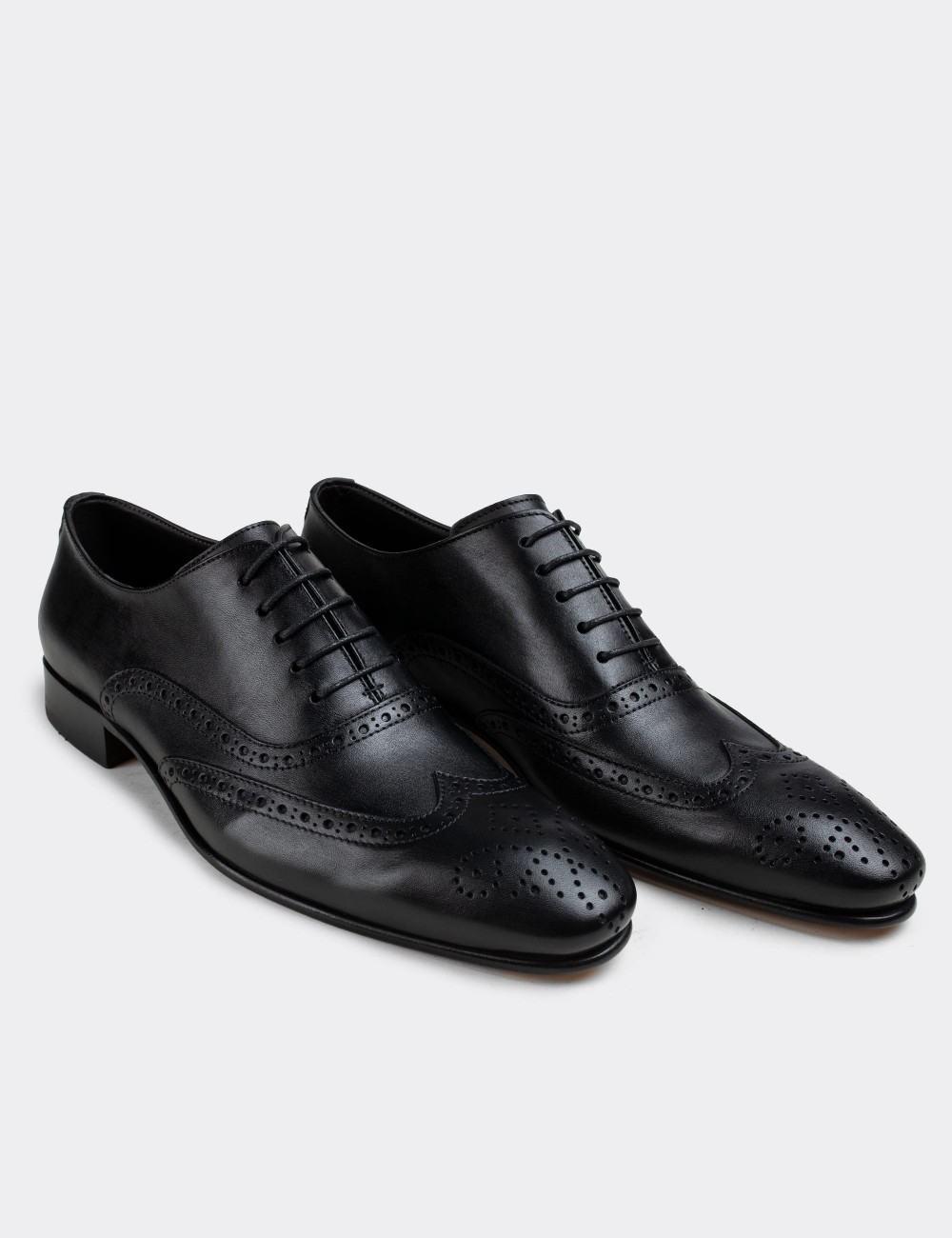 Black  Leather Classic Shoes - 01785MSYHK02