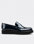 Navy Patent Leather Loafers
