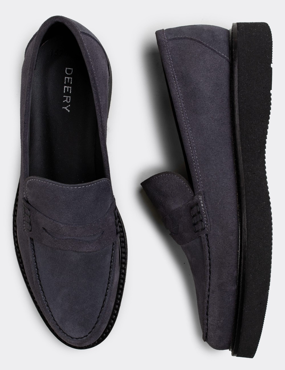 Gray Suede Leather Loafers - 01574ZGRIE01