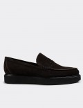 Brown Suede Leather Loafers Shoes